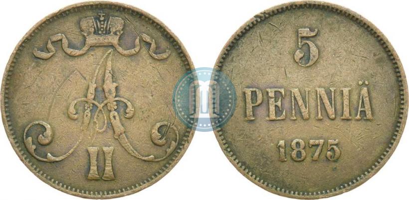 Picture 5 pennia 1875 year  