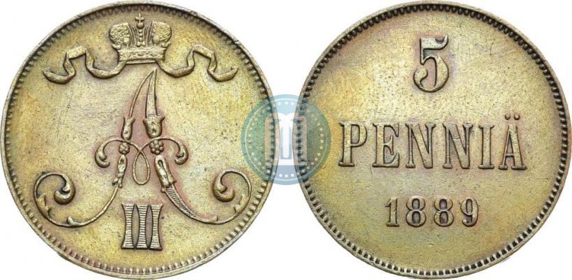 Picture 5 pennia 1889 year  