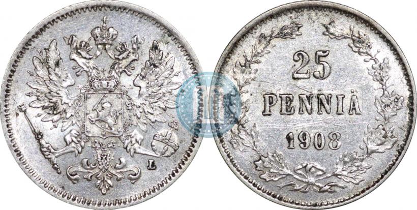 Picture 25 pennia 1908 year L 