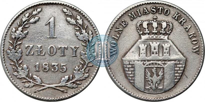 Picture 1 złoty 1835 year  "Free city of Kraków"