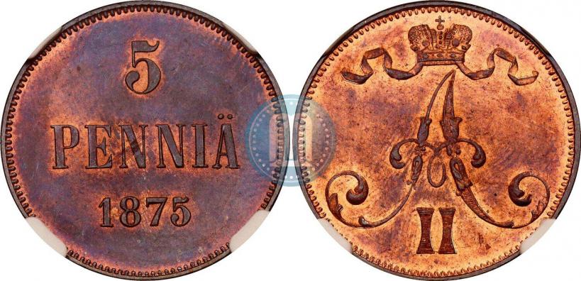 Picture 5 pennia 1875 year  