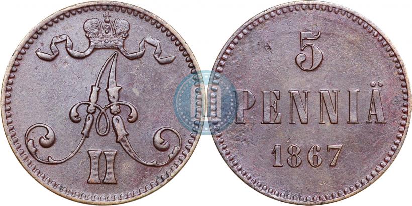 Picture 5 pennia 1867 year  