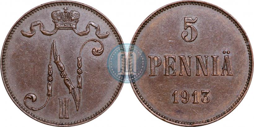 Picture 5 pennia 1913 year  