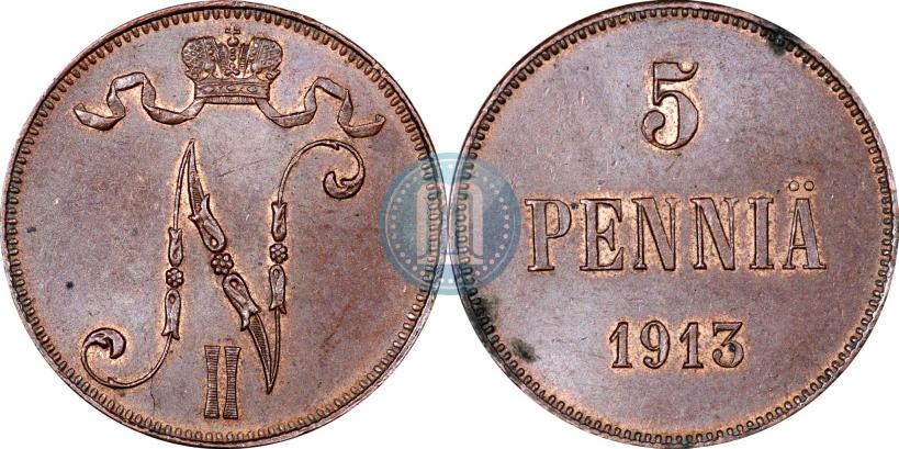 Picture 5 pennia 1913 year  