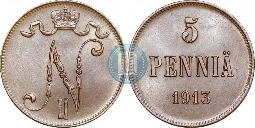 Picture 5 pennia 1913 year  