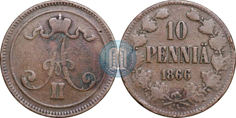 Picture 10 pennia 1866 year  