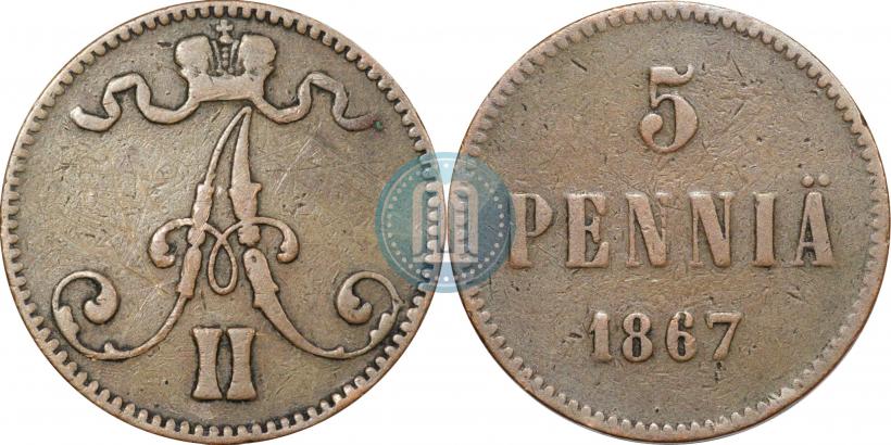 Picture 5 pennia 1867 year  