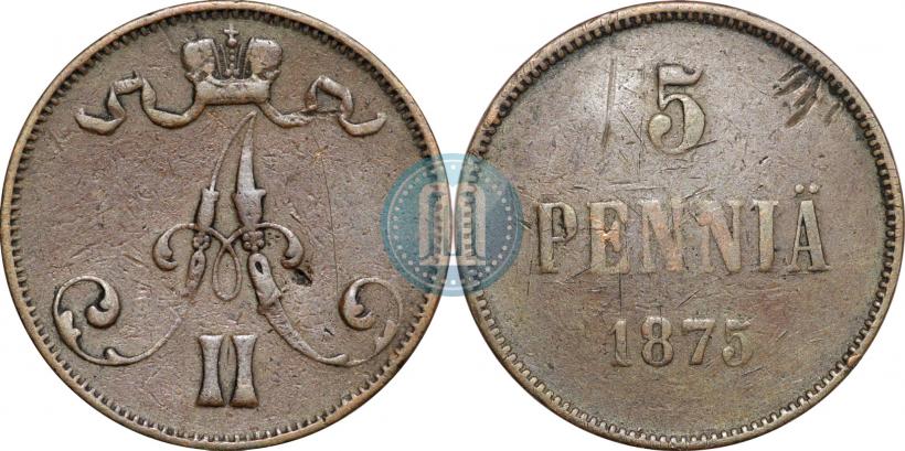 Picture 5 pennia 1875 year  