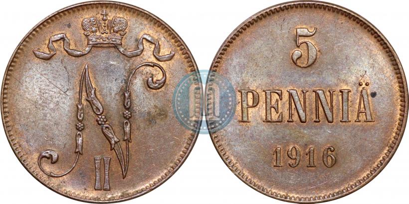 Picture 5 pennia 1916 year  