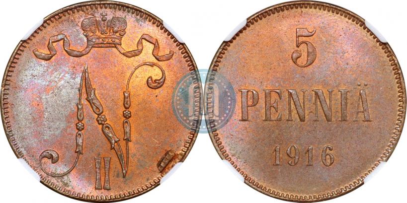 Picture 5 pennia 1916 year  