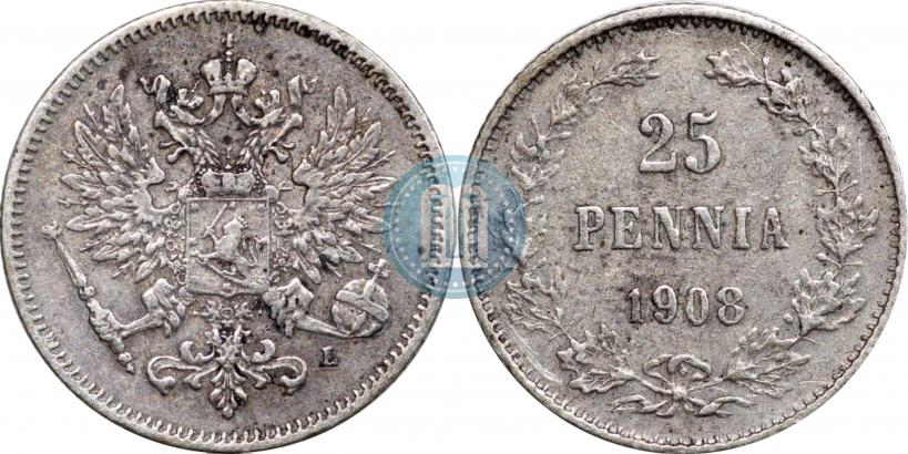 Picture 25 pennia 1908 year L 