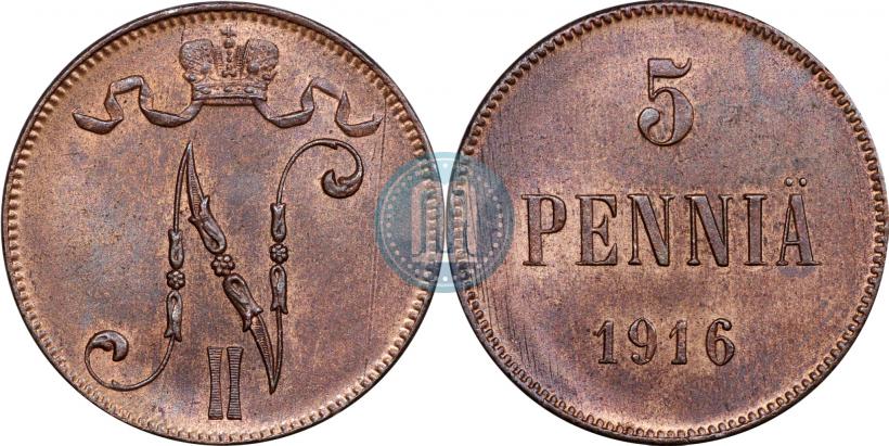 Picture 5 pennia 1916 year  