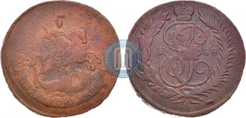 Фото 2 копейки 1788 года ММ 