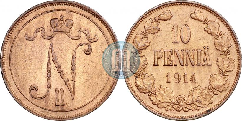 Picture 10 pennia 1914 year  