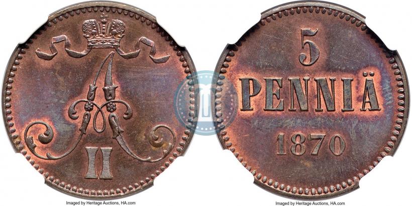 Picture 5 pennia 1870 year  