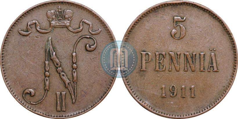 Picture 5 pennia 1911 year  