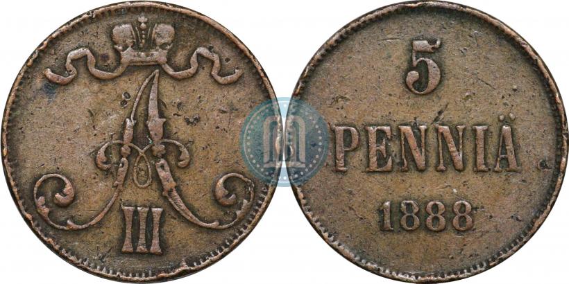 Picture 5 pennia 1888 year  