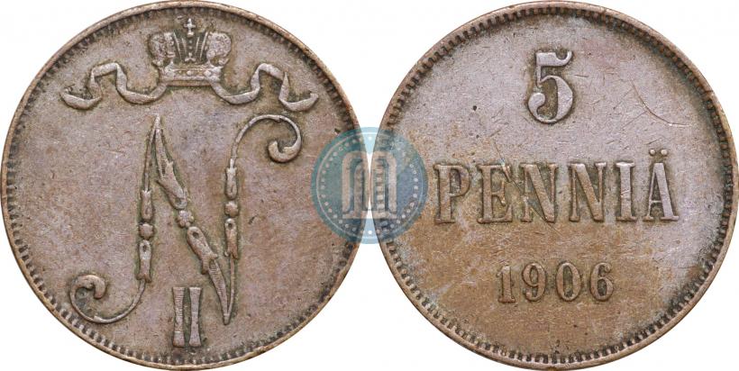 Picture 5 pennia 1906 year  