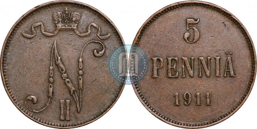 Picture 5 pennia 1911 year  