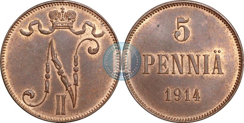 Picture 5 pennia 1914 year  