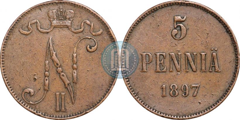 Picture 5 pennia 1897 year  