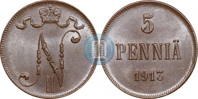 Picture 5 pennia 1913 year  