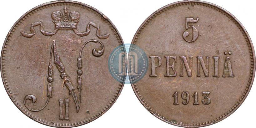 Picture 5 pennia 1913 year  