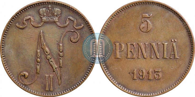 Picture 5 pennia 1913 year  