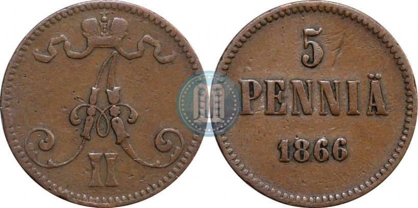 Picture 5 pennia 1866 year  