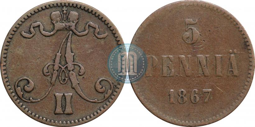 Picture 5 pennia 1867 year  