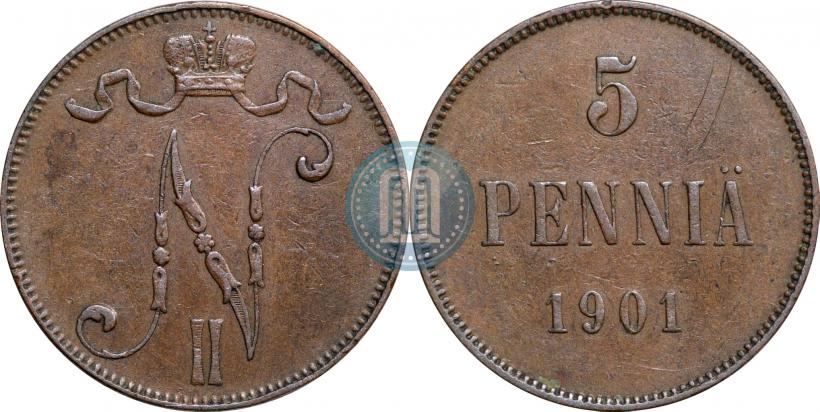 Picture 5 pennia 1901 year  