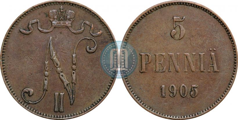 Picture 5 pennia 1905 year  