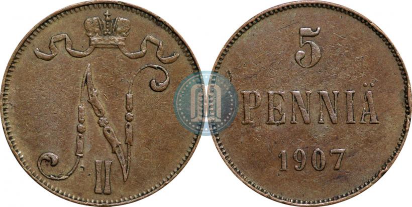 Picture 5 pennia 1907 year  