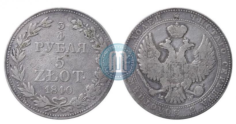 Picture 3/4 roubles - 5 złotych 1840 year MW 