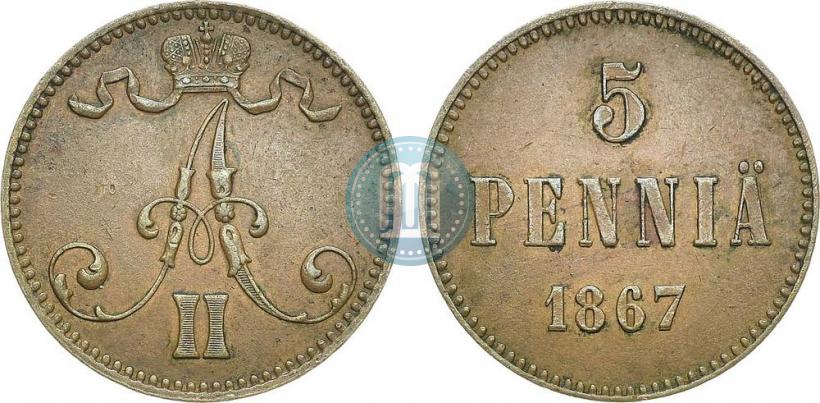 Picture 5 pennia 1867 year  