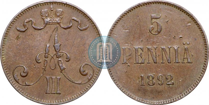 Picture 5 pennia 1892 year  