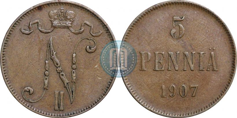 Picture 5 pennia 1907 year  