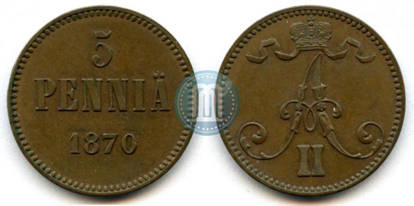 Picture 5 pennia 1870 year  