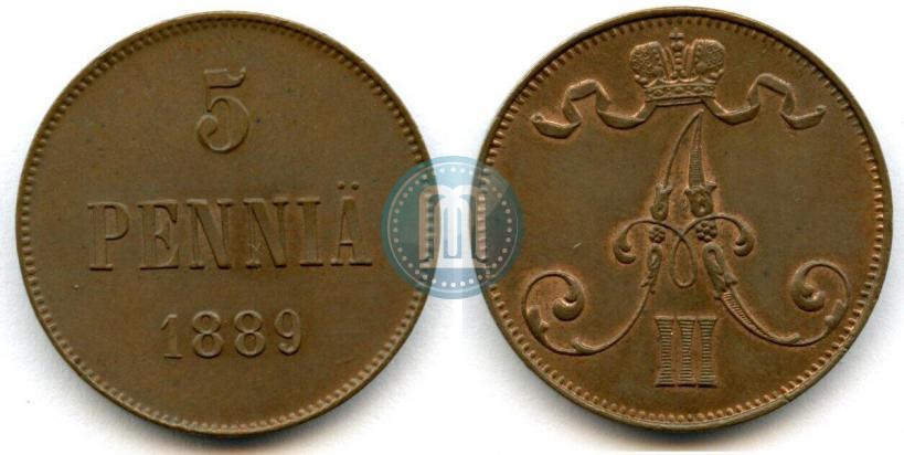 Picture 5 pennia 1889 year  