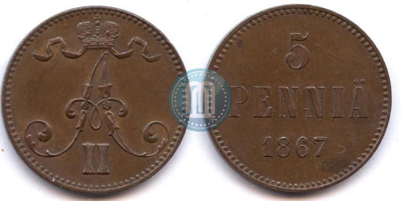 Picture 5 pennia 1867 year  