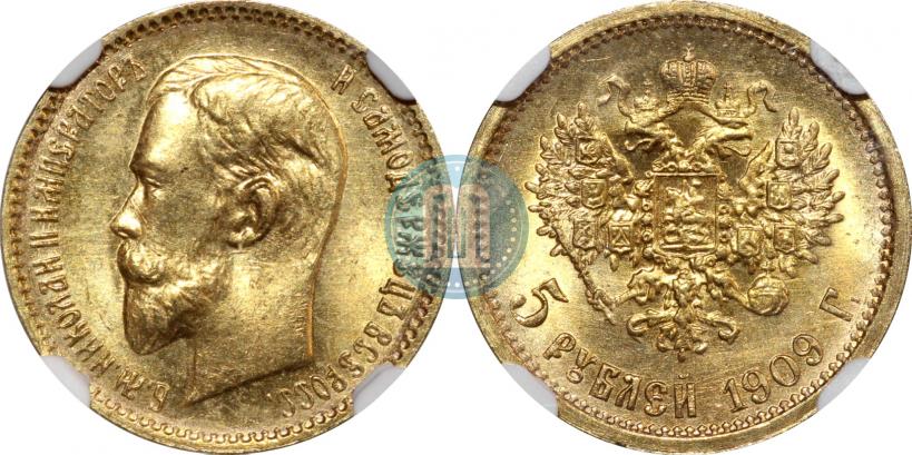 Picture 5 roubles 1909 year (ЭБ) 