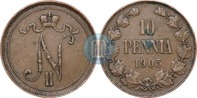 Picture 10 pennia 1905 year  