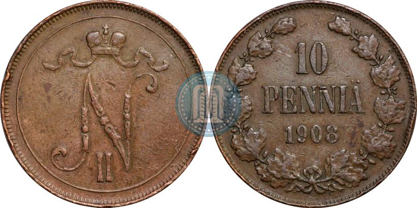 Picture 10 pennia 1908 year  