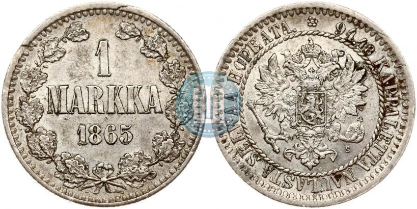 Picture 1 markka 1865 year S 