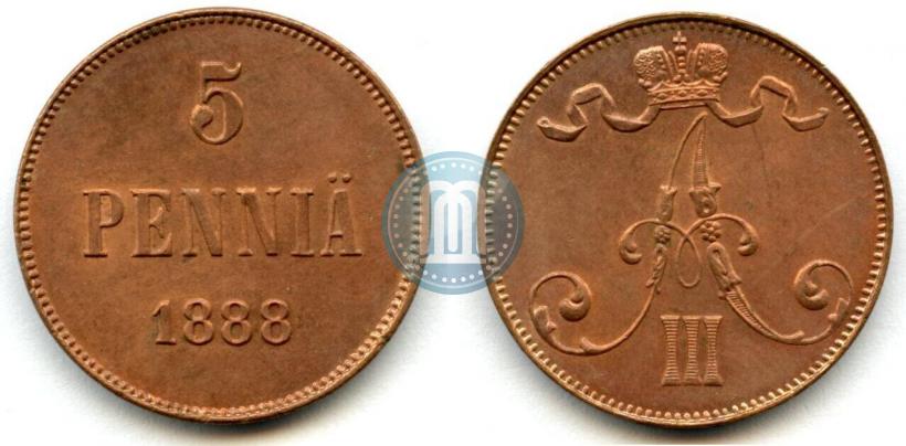 Picture 5 pennia 1888 year  