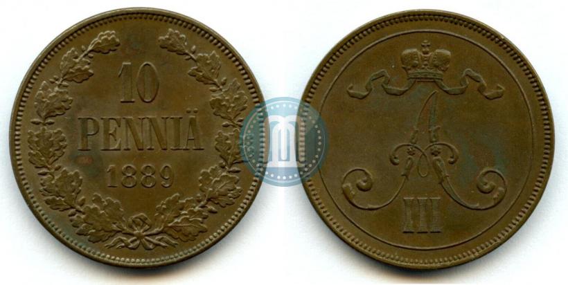 Фото 10 пенни 1889 года  