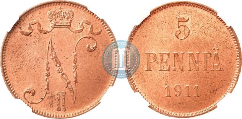 Picture 5 pennia 1911 year  