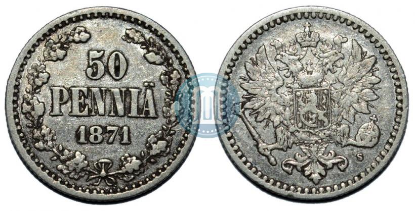 Фото 50 пенни 1871 года S 