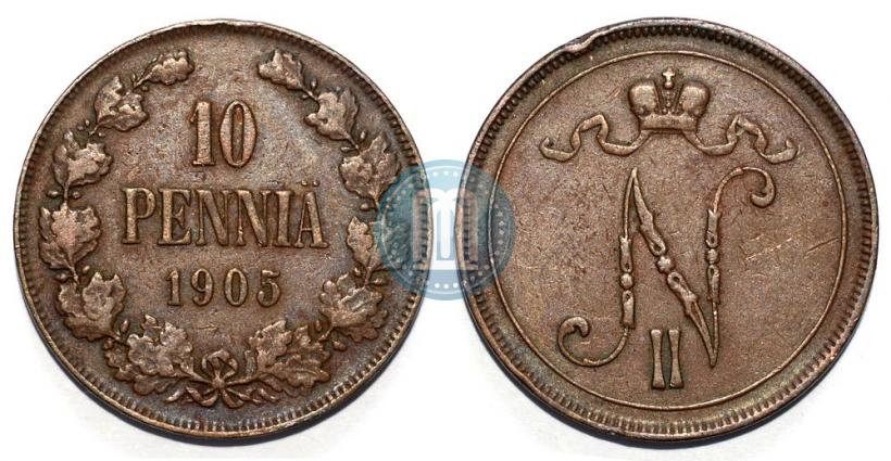 Picture 10 pennia 1905 year  