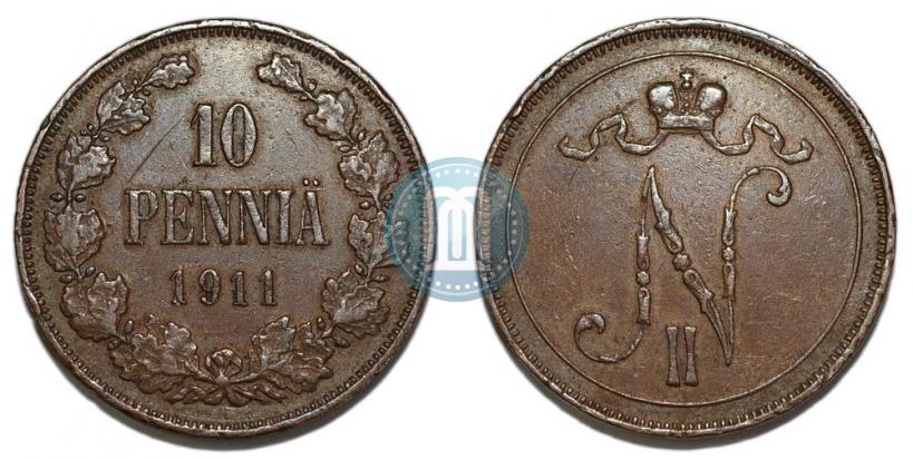 Picture 10 pennia 1911 year  